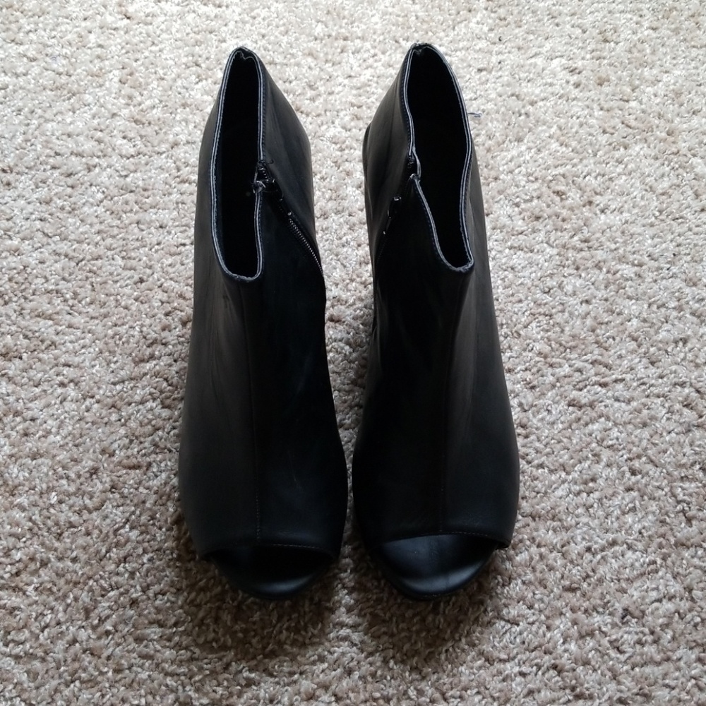 Torrid Faux Leather Open Toe Wedge Booties